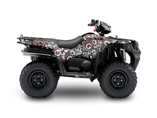 SUZUKI KING QUAD 400 ATV FREEGUN EYED GRAPHIC KIT GREY RED