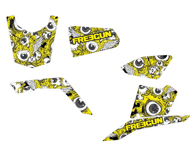 Chargez l&#39;image dans la visionneuse de la galerie, SUZUKI KING QUAD 400 ATV FREEGUN EYED GRAPHIC KIT YELLOW
