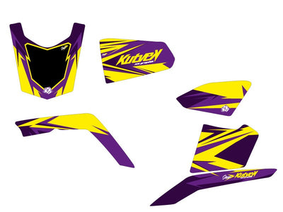 SUZUKI KING QUAD 400 ATV STAGE GRAPHIC KIT YELLOW PURPLE