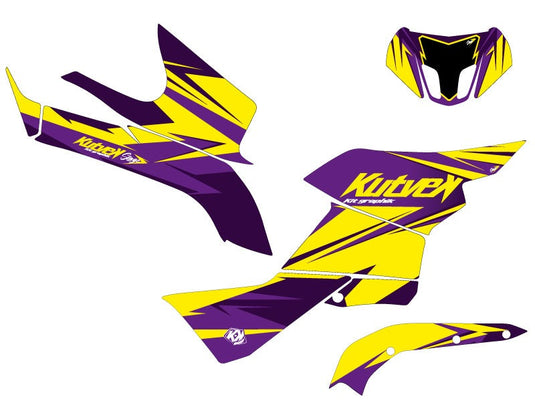 SUZUKI KING QUAD 500 ATV STAGE GRAPHIC KIT YELLOW PURPLE