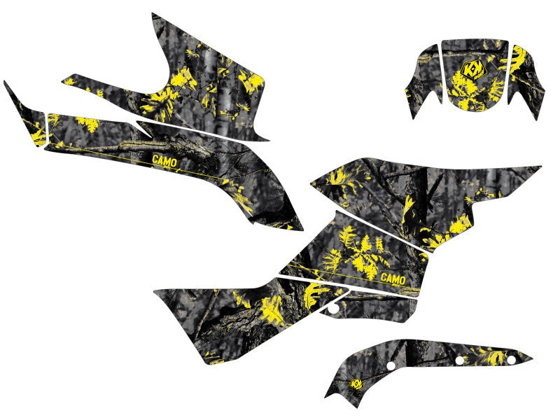 Chargez l&#39;image dans la visionneuse de la galerie, SUZUKI KING QUAD 750 ATV CAMO GRAPHIC KIT BLACK YELLOW
