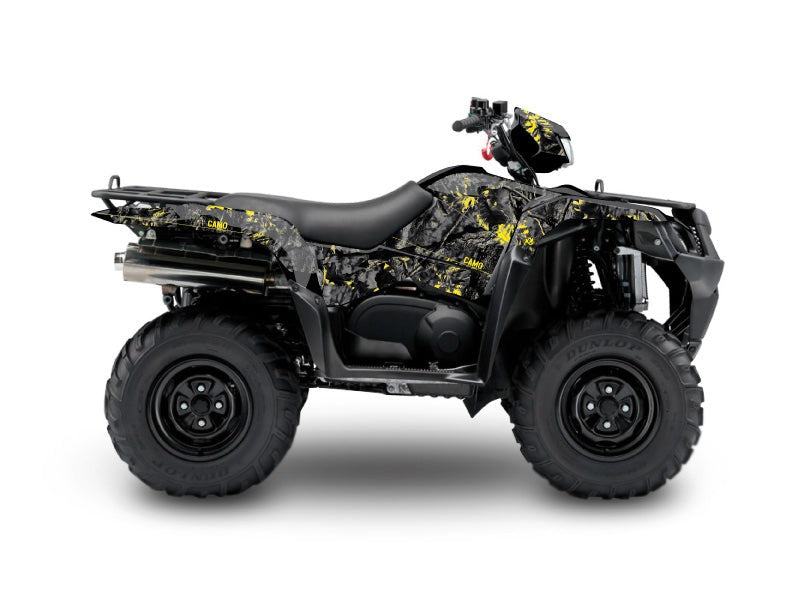 Chargez l&#39;image dans la visionneuse de la galerie, SUZUKI KING QUAD 750 ATV CAMO GRAPHIC KIT BLACK YELLOW
