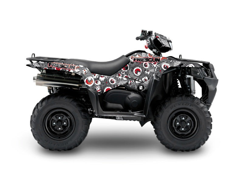 Load image into Gallery viewer, SUZUKI KING QUAD 750 ATV FREEGUN EYED GRAPHIC KIT GREY RED
