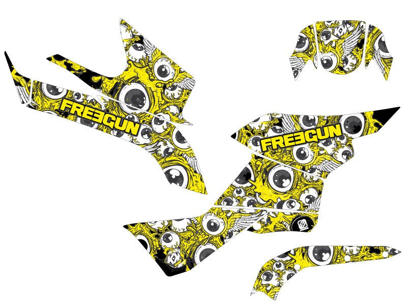 Chargez l&#39;image dans la visionneuse de la galerie, SUZUKI KING QUAD 750 ATV FREEGUN EYED GRAPHIC KIT YELLOW
