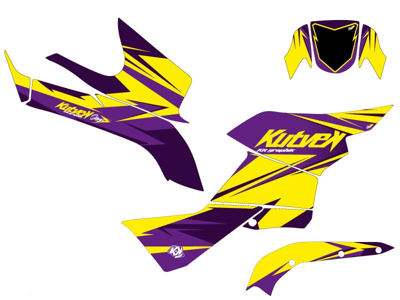 SUZUKI KING QUAD 750 ATV STAGE GRAPHIC KIT YELLOW PURPLE