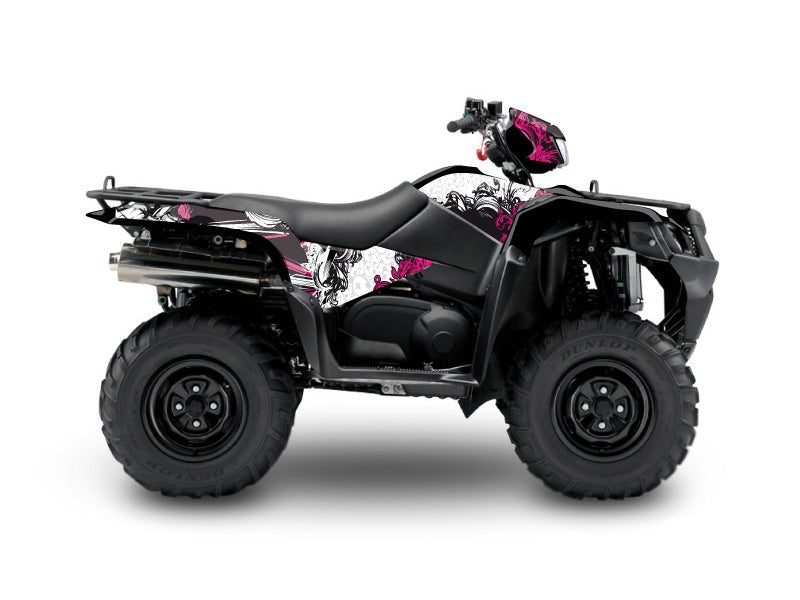 Laden Sie das Bild in Galerie -Viewer, SUZUKI-KING-QUAD-750-ATV-TRASH-GRAPHIC-KIT-BLACK-PINK
