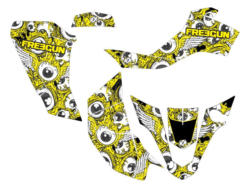 Laden Sie das Bild in Galerie -Viewer, SUZUKI Z 50 ATV FREEGUN EYED GRAPHIC KIT YELLOW
