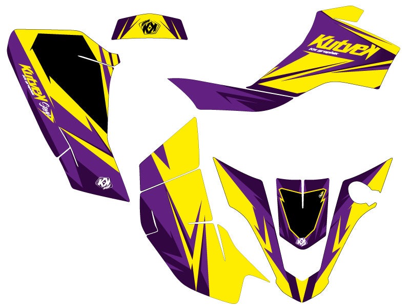 Laden Sie das Bild in Galerie -Viewer, SUZUKI Z 50 ATV STAGE GRAPHIC KIT YELLOW PURPLE
