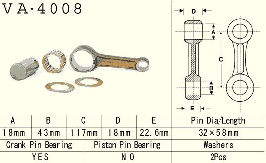 VESRAH CONNECTING ROD KAWASAKI KEF 300 '95-'00, KLF300 '86-'05, KVF 300 '89-'02