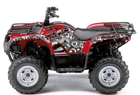 YAMAHA 125 GRIZZLY ATV FREEGUN EYED GRAPHIC KIT RED