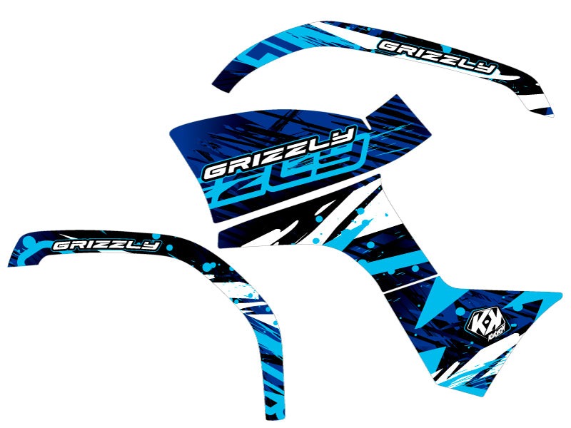 Chargez l&#39;image dans la visionneuse de la galerie, YAMAHA 125 GRIZZLY ATV WILD GRAPHIC KIT BLUE
