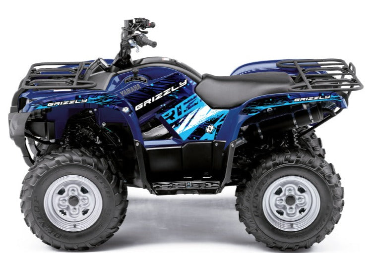 Chargez l&#39;image dans la visionneuse de la galerie, YAMAHA 125 GRIZZLY ATV WILD GRAPHIC KIT BLUE
