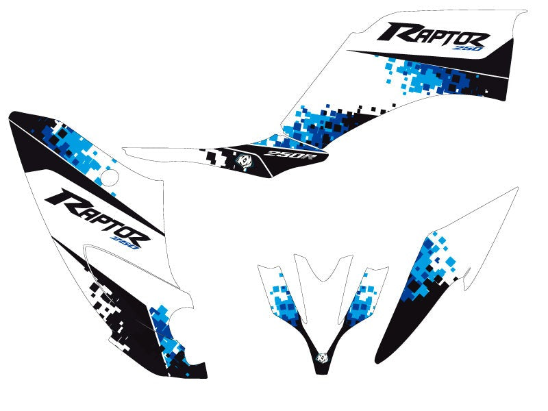 Laden Sie das Bild in Galerie -Viewer, YAMAHA 250 RAPTOR ATV HANGTOWN GRAPHIC KIT BLUE
