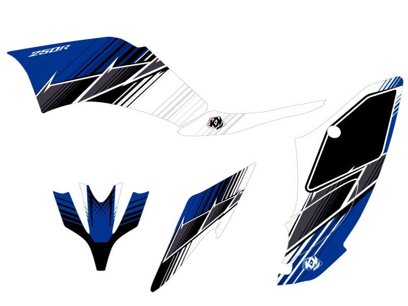 Laden Sie das Bild in Galerie -Viewer, YAMAHA 250 RAPTOR ATV STRIPE GRAPHIC KIT BLUE
