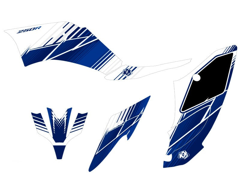 Laden Sie das Bild in Galerie -Viewer, YAMAHA 250 RAPTOR ATV STRIPE GRAPHIC KIT NIGHT BLUE
