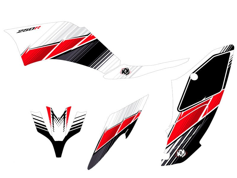 Laden Sie das Bild in Galerie -Viewer, YAMAHA 250 RAPTOR ATV STRIPE GRAPHIC KIT RED
