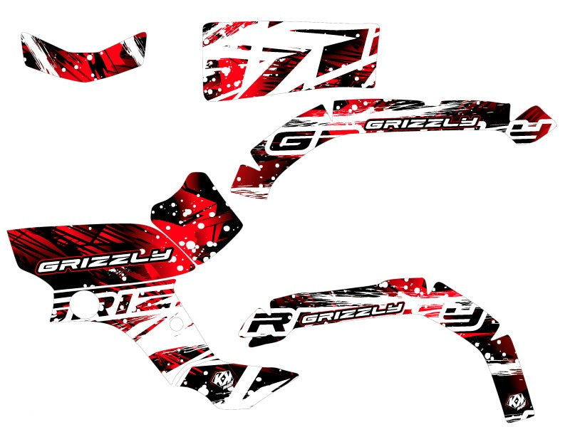 Chargez l&#39;image dans la visionneuse de la galerie, YAMAHA 350 GRIZZLY ATV WILD GRAPHIC KIT RED
