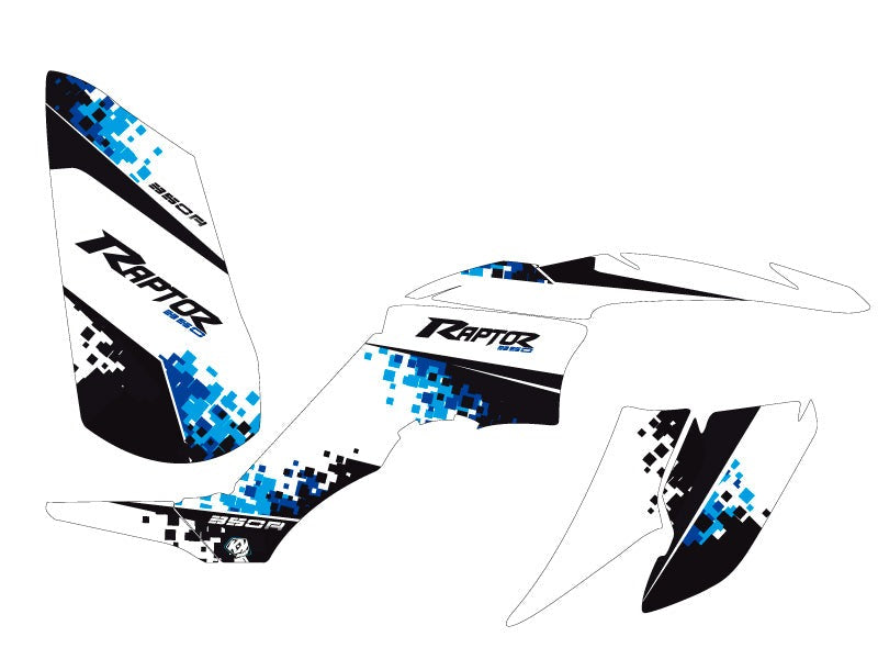 Laden Sie das Bild in Galerie -Viewer, YAMAHA 350 RAPTOR ATV HANGTOWN GRAPHIC KIT BLUE
