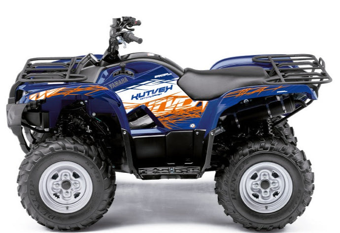 YAMAHA 450 GRIZZLY ATV ERASER GRAPHIC KIT BLUE ORANGE