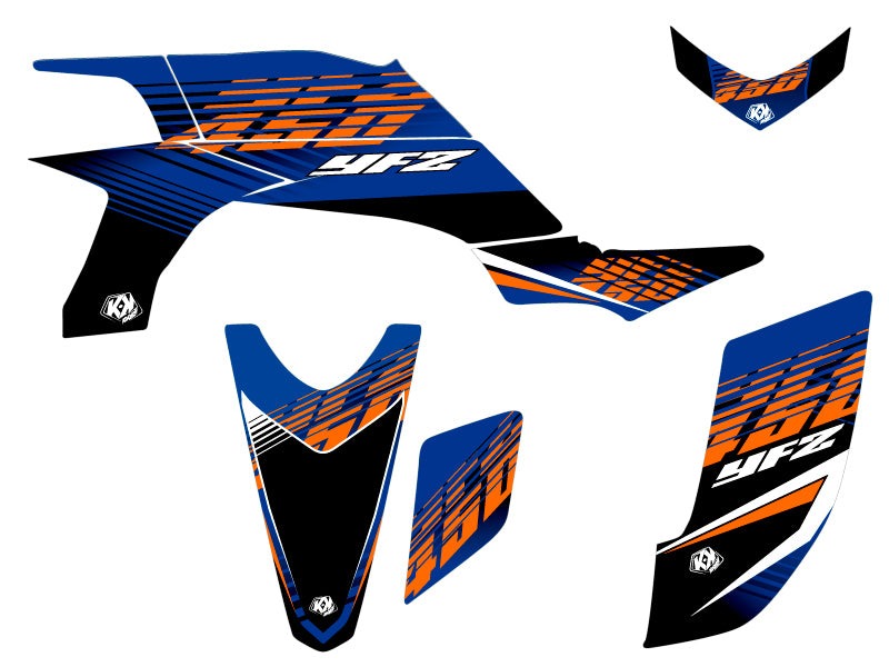 Laden Sie das Bild in Galerie -Viewer, Yamaha 450 YFZ ATV Flow-Grafik-Set in Orange
