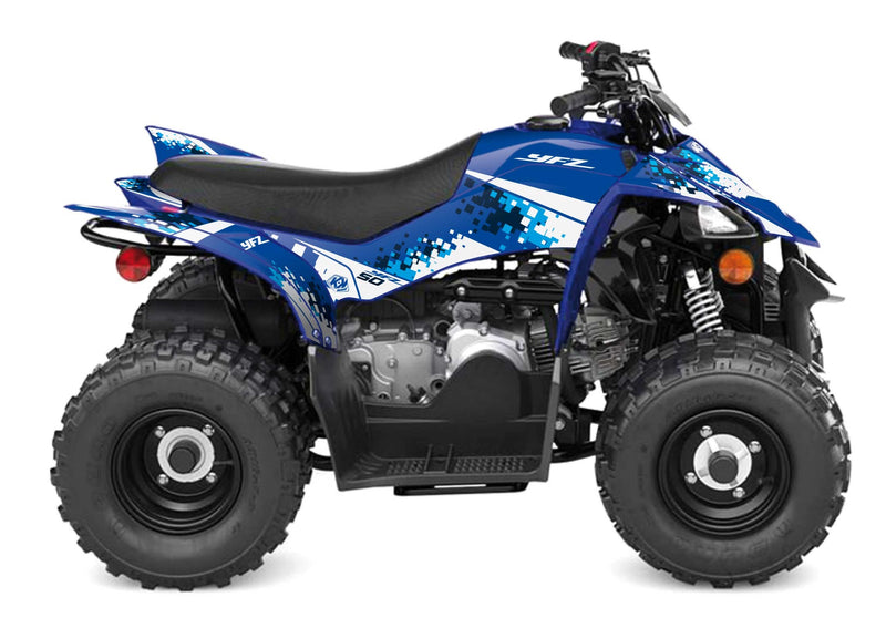 Laden Sie das Bild in Galerie -Viewer, Yamaha 50 YFZ ATV Hangtown Grafik-Set blau
