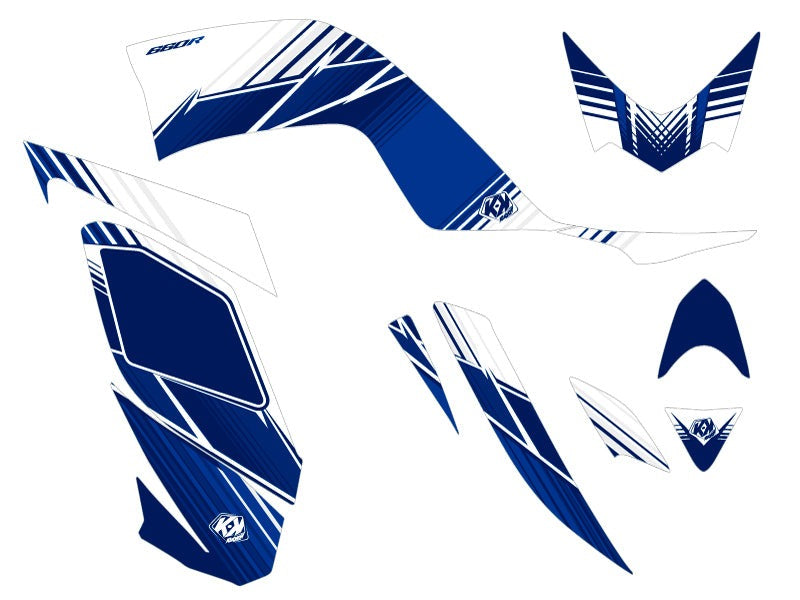 Laden Sie das Bild in Galerie -Viewer, YAMAHA 660 RAPTOR ATV STRIPE GRAPHIC KIT NIGHT BLUE
