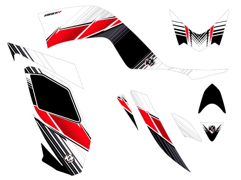 Laden Sie das Bild in Galerie -Viewer, YAMAHA 660 RAPTOR ATV STRIPE GRAPHIC KIT RED
