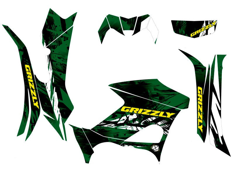 Chargez l&#39;image dans la visionneuse de la galerie, YAMAHA 700-708 GRIZZLY ATV WILD GRAPHIC KIT GREEN
