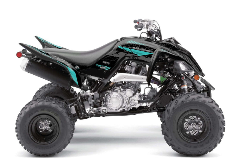 Chargez l&#39;image dans la visionneuse de la galerie, YAMAHA 700 RAPTOR ATV KAIMAN GRAPHIC KIT BLACK TURQUOISE
