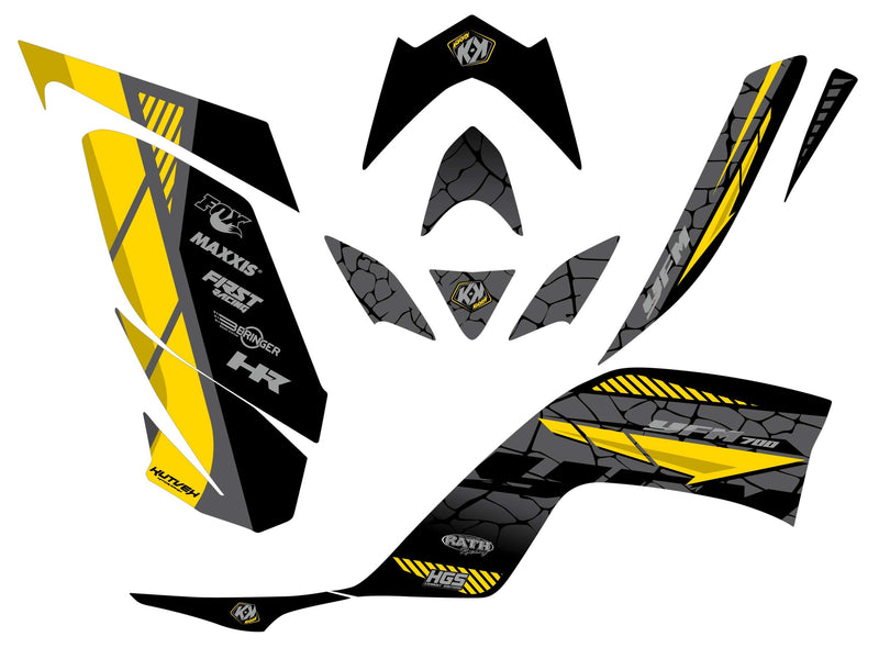 Load image into Gallery viewer, YAMAHA 700 RAPTOR ATV KAIMAN GRAPHIC KIT BLACK YELLOW
