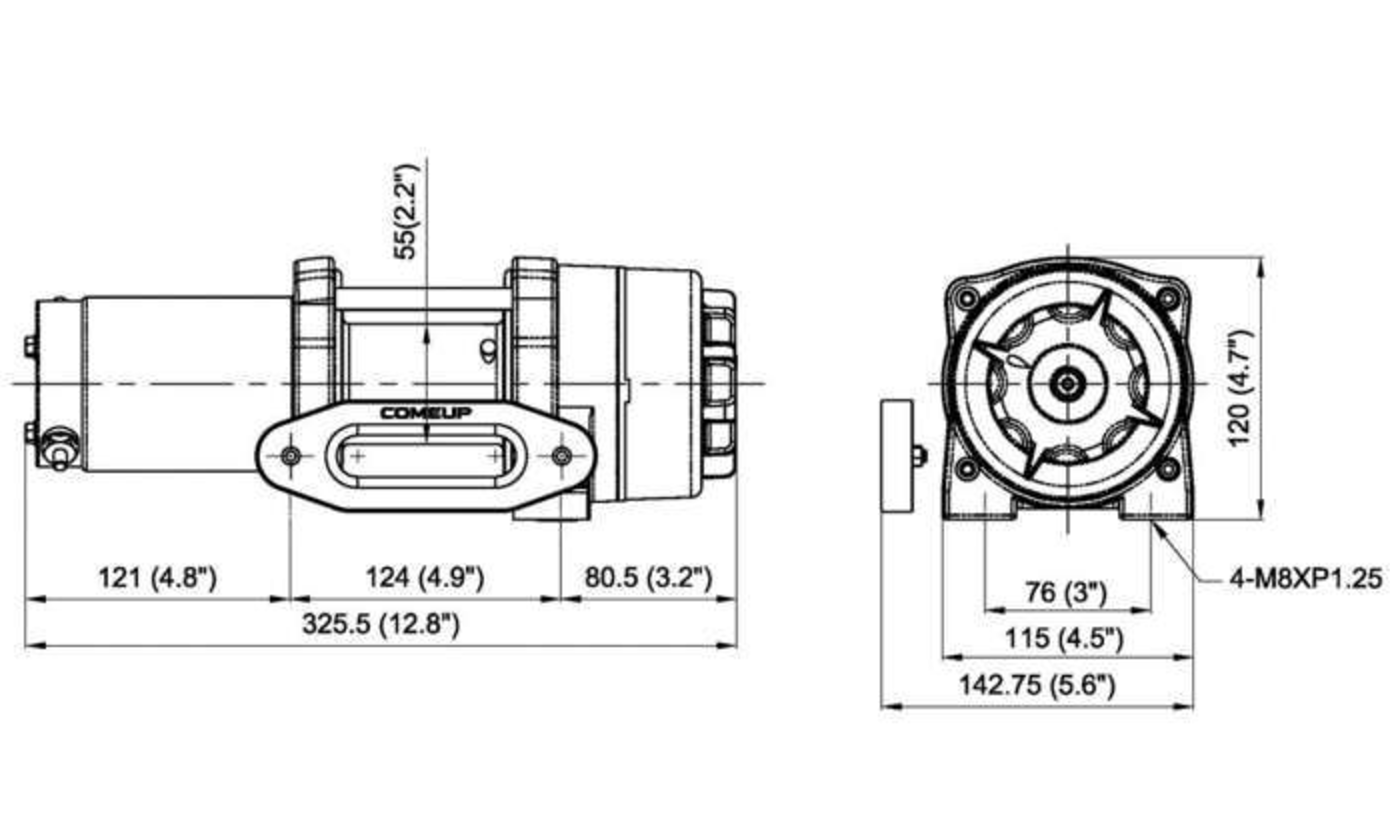 COMEUP CUB 3S 12V STD, 3000LBS, SYNTHETIC ROPE