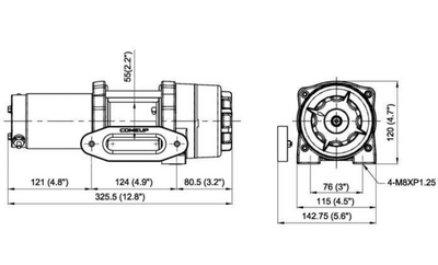 COMEUP CUB 3S 12V STD, 3000LBS, SYNTHETIC ROPE