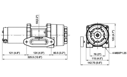 COMEUP CUB 3S 12V STD, 3000LBS, CORDE SYNTHÉTIQUE