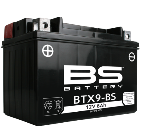 BATTERIE BS BTX9-BS 12V/8AH MOTO (YTX9-4/YTX9-BS) LINHAI M150, 200, 210