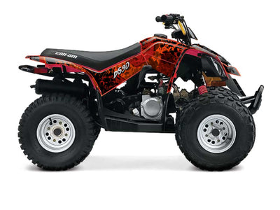Leaf-inspired red graphics for Can-Am DS 90 ATV