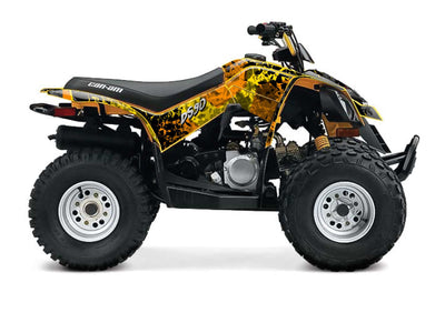 Yellow leaf pattern ATV decals for Can-Am DS 90