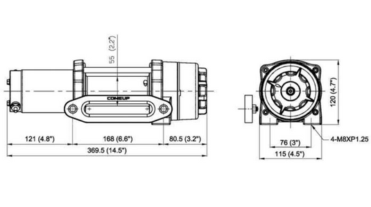 COMEUP CUB 4S 12V STD, 4000LBS, CORDE SYNTHÉTIQUE