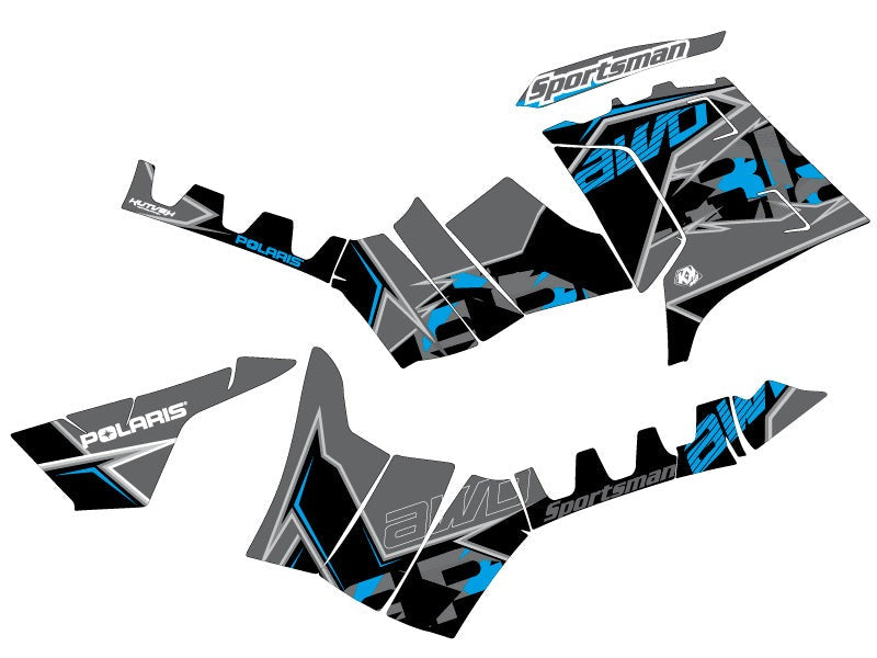 Chargez l&#39;image dans la visionneuse de la galerie, POLARIS 550 850 1000 SPORTSMAN TOURING ATV GRAPHIC KIT BLACK BLUE DECALS
